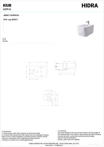 Биде Hidra Kiub KIW14/026 подвесное - фото 2