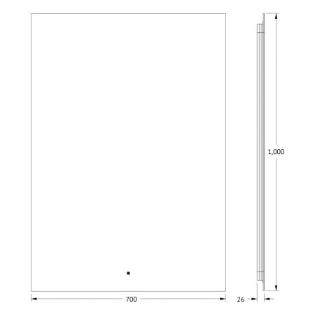 Зеркало с подсветкой Defesto GLOW DF 2519R 70х100 подвесное