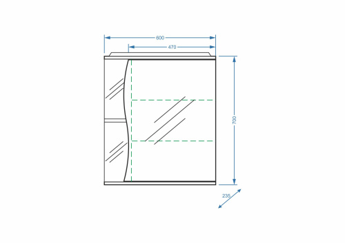 Зеркало-шкаф Stella Polar Волна SP-00000048 60х24х70 подвесной цвет белый - фото 2