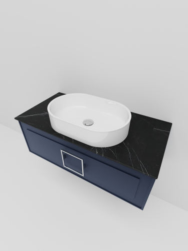 Тумба со столешницей La Fenice CUBO NFNC-01-CUB-BG-100-3-GB 100х36х49 подвесная цвет синий - фото 3