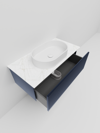 Тумба со столешницей La Fenice TERRA NFNC-01-TER-BG-80-3-GG 80х50 подвесная цвет синий