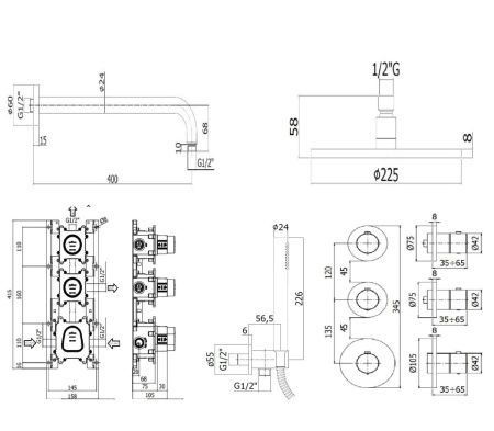 Душевая система Paffoni Modular Box KITMB018HGSP встраиваемая в стену