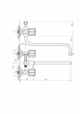 Смеситель для ванны и душа FAUZT FZs-471-63 настенный хром