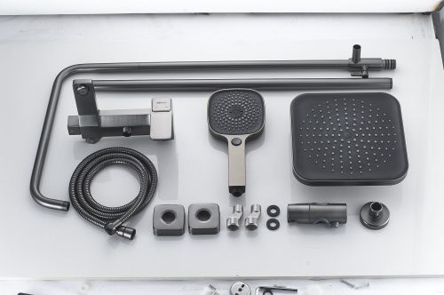 Душевая стойка Shevanik S9736T настенная цвет оружейная сталь - фото 4