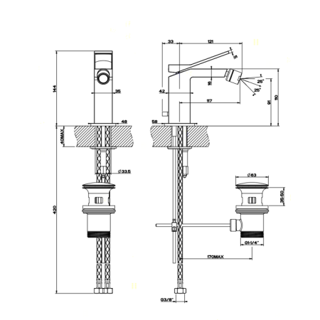 Смеситель Gessi Rettangolo K 53007#031 на биде хром