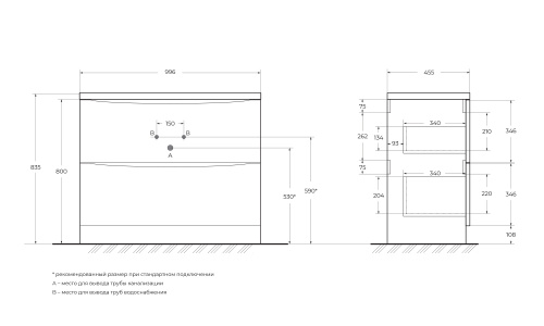 Тумба под раковину BelBagno Acqua ACQUA-1000-2C-PIA-BL 100х45х81 цвет белый - фото 2