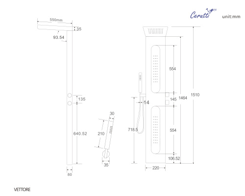 Душевая панель Cerutti SPA CT8993 прямоугольная настенная - фото 3