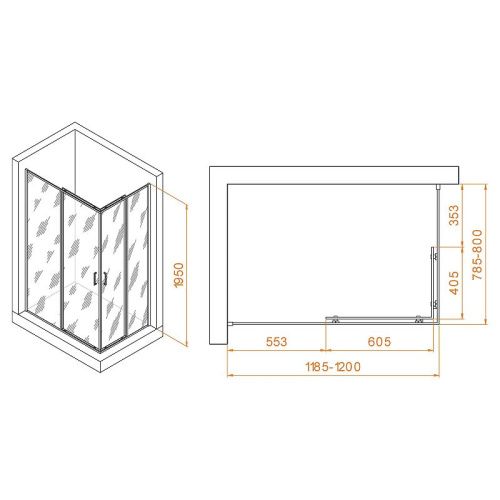 Душевой уголок RGW Passage 3508104082-11 120х80 стекло прозрачное профиль хром без поддона - фото 3