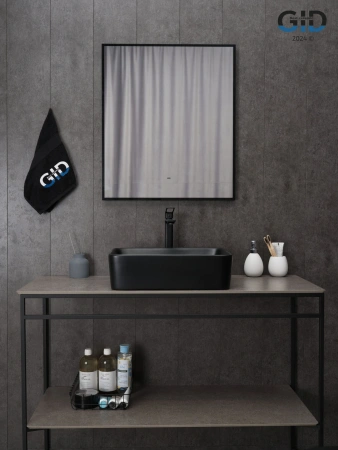 Раковина керамическая Gid Geométrico 53374 50х40 накладная цвет черный без отверстий под смеситель