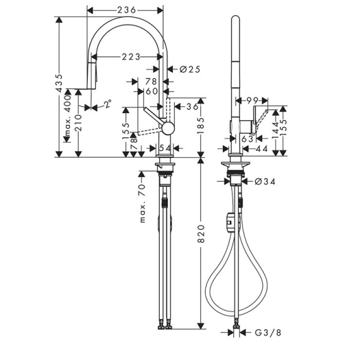 Смеситель для кухни Hansgrohe Talis M54 72800800 на мойку вороненая сталь - фото 2