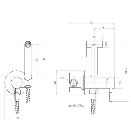 Гигиенический душ со смесителем Fashun A57803-7 черный