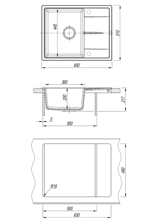 Кухонная мойка Misty Titan TIT-65х51-03 65х51 цвет белый