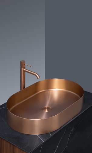 Раковина из нержавеющей стали AltroBagno Eterno AltroBagnoEterno001027RaSp 59х39 накладная цвет медь матовая - фото 3