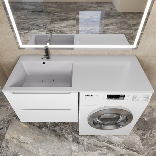 Раковина Uperwood Cosmos Quartz 120 см RCosmos120LJ над стиральной машиной цвет белый - фото 3
