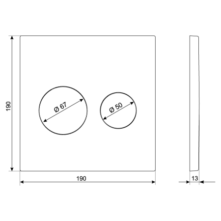 Клавиша смыва механическая KK POL UNI 350/PPC/072-00-00 цвет черный