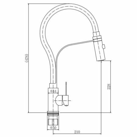 Смеситель для кухни Fashun A54112-7 на мойку черный/сатин