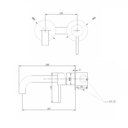 Смеситель ABBER Wasser Kreis AF8112NG встраиваемый в стену никель