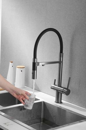 Смеситель для кухни Rose R958T на мойку оружейная сталь