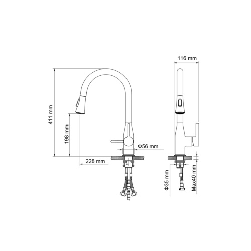 Смеситель Timo Saona 2336/03FL на мойку черный матовый - фото 2