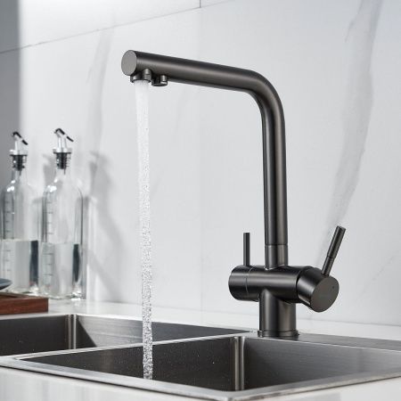 Смеситель для кухни Shevanik S468T на мойку оружейная сталь