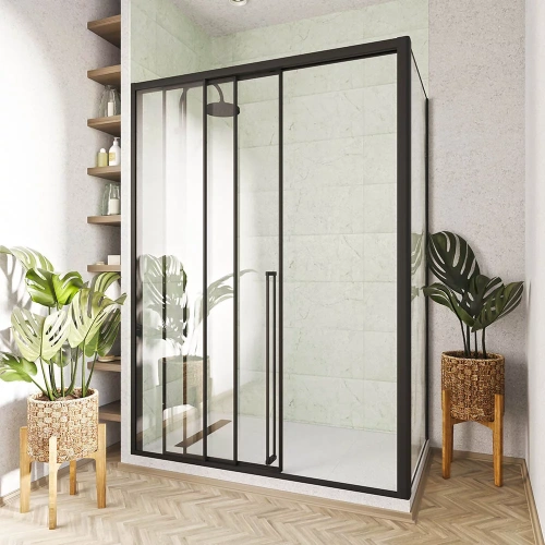 Душевой уголок Veconi Premium Prato PR3/L-SP-110100-01-B-C4 110х100 стекло прозрачное профиль черный без поддона - фото 2