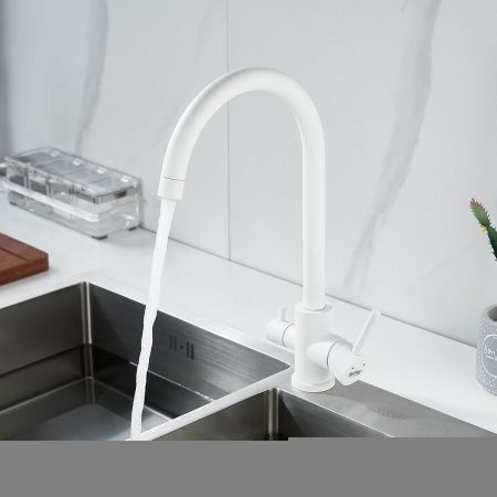 Смеситель для кухни Raffine F108C на мойку белый