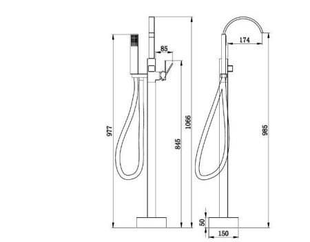 Смеситель BOCH MANN RESIA Вlack BM9191 напольный черный