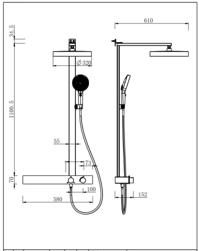 Душевая стойка Fmark FS45A-02 настенная цвет хром - фото 3