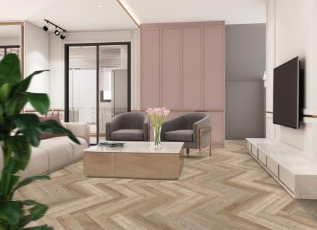 SPC ламинат CronaFloor Herringbone Дуб Лилль H007 Т070827 толщина 0,45 см 42 класс 640х128