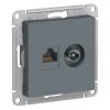 Розетка двойная комп+ТВ, RJ45+TV Systeme Electric AtlasDesign (АтласДесигн) ATN000789