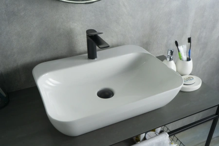 Раковина керамическая Gid Geométrico 51184 60х40 накладная цвет белый 1 отверстие под смеситель