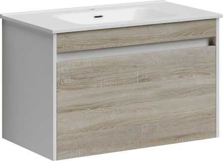 Тумба под раковину Sancos Smart SM80E 79х45х50 подвесная цвет дуб бардолино/белый