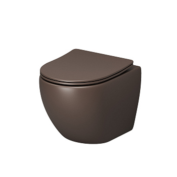 Унитаз подвесной Grossman Color GR-4455BRMS коричневый матовый с сиденьем безободковый каскадный смыв