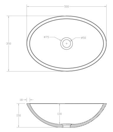 Раковина карбоновая Abber KARBON AK2042 50х40 накладная цвет черный без отверстий под смеситель