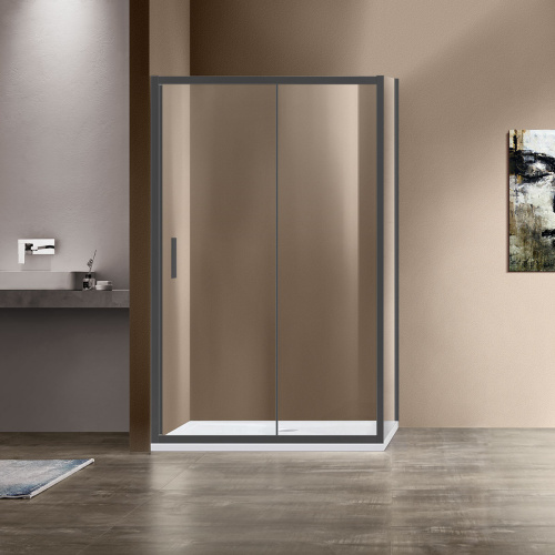 Душевой уголок Vincea Garda VSR-1G8014CLGM 140х80 стекло прозрачное профиль вороненая сталь