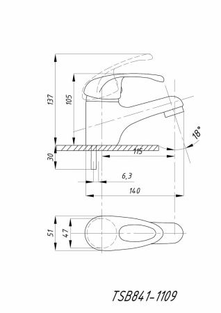 Смеситель TSARSBERG TSB-841-1109 на раковину хром