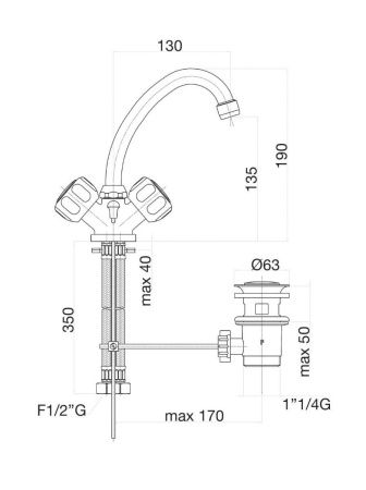 Смеситель Fiore 14CR0367 на раковину хром