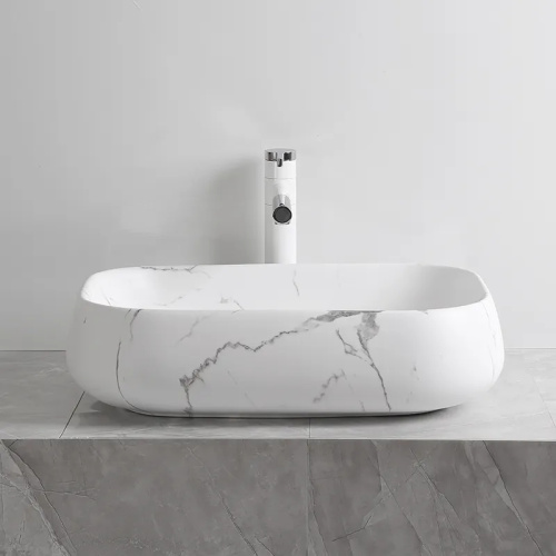 Раковина из сантехнического фарфора Cerutti SPA CR0086 MMW2 57х40 накладная цвет мрамор матовый белый