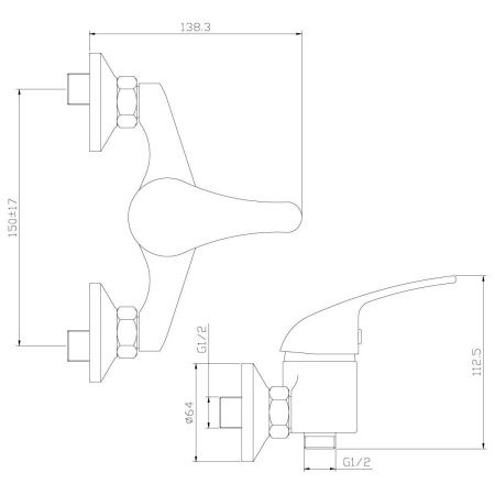 Смеситель для ванны Rossinka Y Y40-41 настенный хром