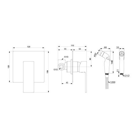 Гигиенический душ со смесителем Damixa Gala 537510000 хром