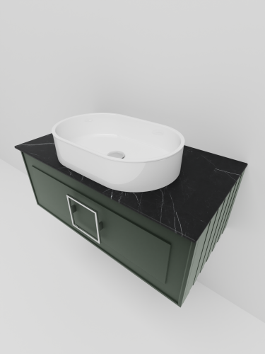 Тумба со столешницей La Fenice CUBO NFNC-01-CUB-G-80-3-GB 80х36х49 подвесная цвет серый/зелёный - фото 3