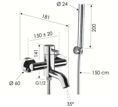 Смеситель для ванны Remer X Style X02NO настенный черный без термостата