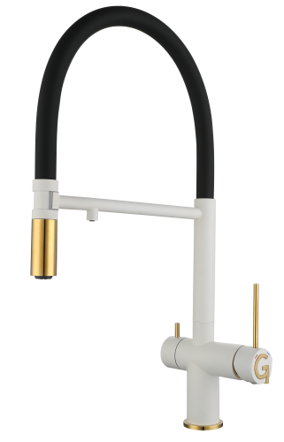 Смеситель для кухни Rivelato 1523517 brina oro на мойку белый/золото - фото 2