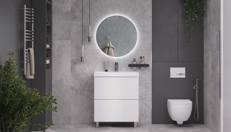 Тумба под раковину Velvex EDGE tn.EDG.9696.70.2Y белый глянец 70х40 напольная цвет белый