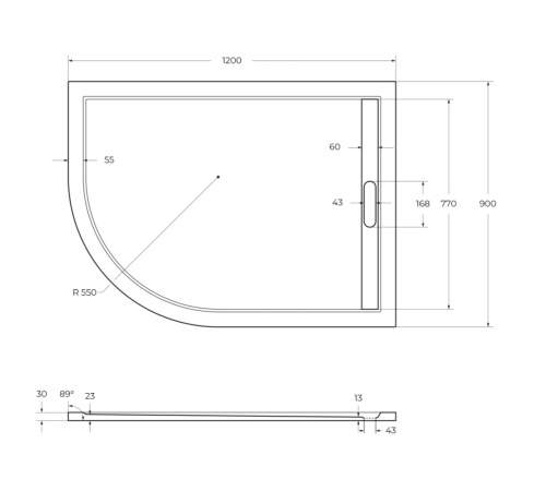 Душевой поддон Cezares TRAY-AS-RH-120/90-550-30-W-R 120х90 искусственный мрамор белый - фото 2