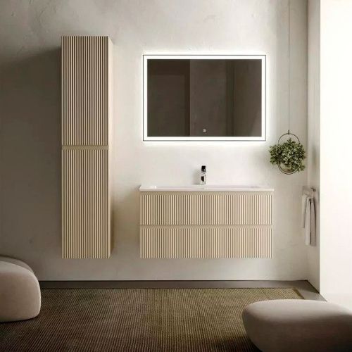 Тумба под раковину Sancos SNOB R SNR100CE 100х40 подвесная цвет бежевый - фото 4