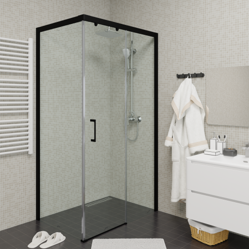 Душевой уголок Cerutti SPA VITO110B-R 110х80 стекло прозрачное профиль черный - фото 4