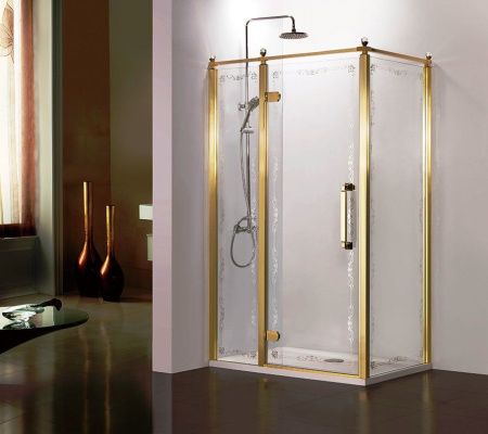 Душевой уголок Azario ONTARIO AZ-NBB1231-L 900 GOLD 120х90 стекло с рисунком профиль золото без поддона