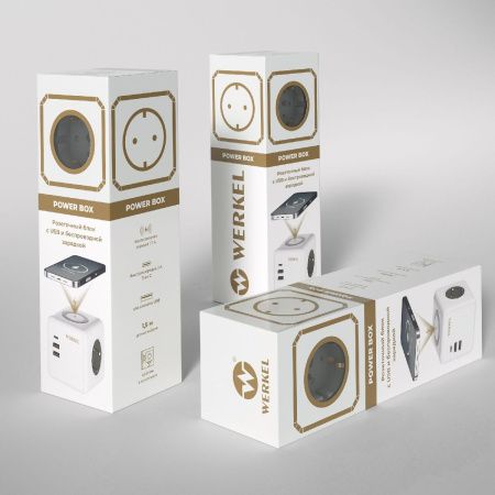 Розеточный блок 3-местный + 3 USB + беспроводная зарядка Werkel 4690389204265