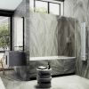 Душевая шторка на ванну Maybah Glass MGV-136-1у 45х140 стекло тонированное профиль белый ориентация универсальная